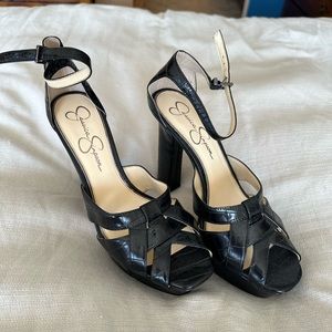 Jessica Simpson Women's Dany T-Strap Platform Sandal Wedge Black Size 11